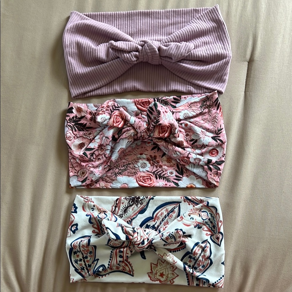 Floral and Solid Headband Set
